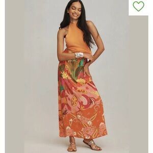 Farm Rio Floral Tiered Midi Skirt Size M